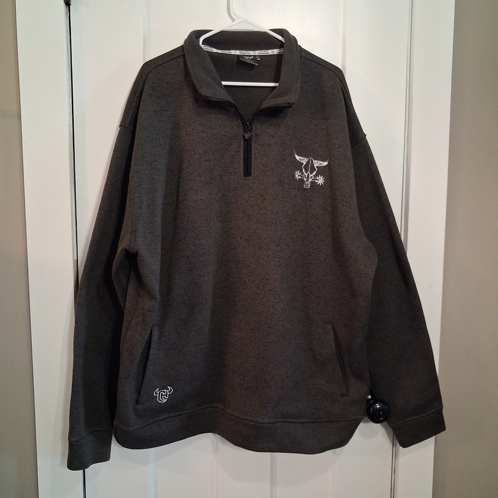 Cowboy Hardware Quarter Zip Mens XXL Charcoal Heather Western Pullover Rancher